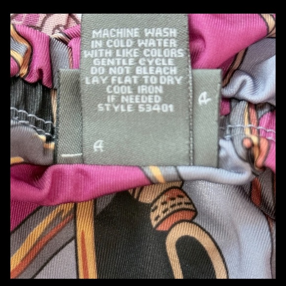 Dots Women’s Satin Strapless Baroque Print Jumpsuit L Pink Black Gold Wide Leg - Picture 14 of 16